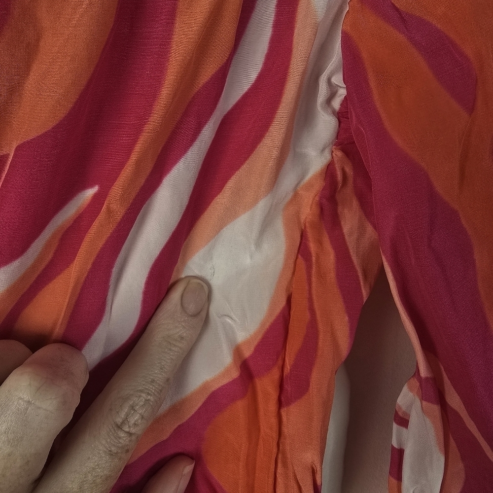 Rococo Sand Emily Mini Wrap Dress XS Tassels Ruffles Pink/Orange Swirl Print - Picture 10 of 16